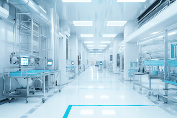 State-of-the-Art Hospital Corridor in Cool Tones