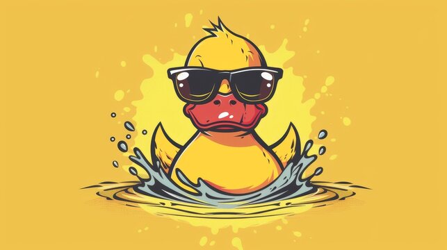 recommend clip art: The duck modern icon logo features a rubber duck sunglasses cartoon character illustration of a bird farm animal doodle symbol
