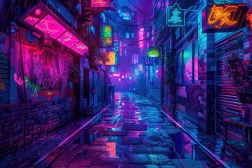 A Neon-Drenched Journey Through a Futuristic Cityscape