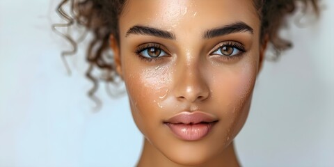 Beauty portrait of African American woman with clean skin. Concept Beauty Photography, Clean Skin, African American, Portrait Session, Professional Makeup