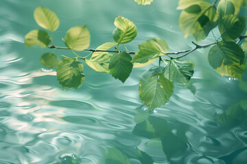 A branch of a tree hanging over the water