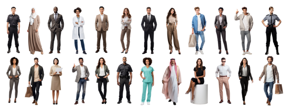 Adult, full body, people png element set on transparent background