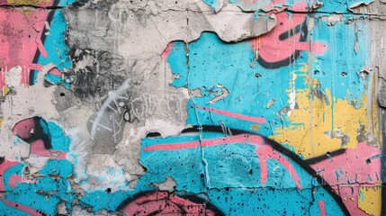 Concrete surface with colorful graffiti tags