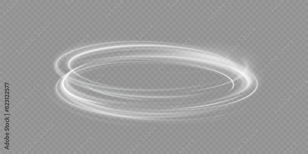 Aufkleber Light white Twirl. Curve light effect of white line. Glowing white spiral. The effect of high-speed abstract lines. Rotating shiny rings.	