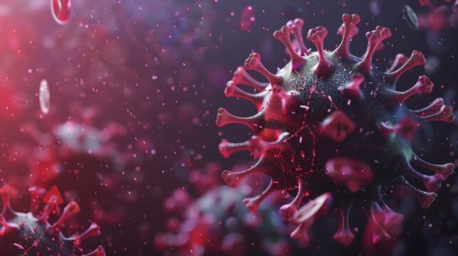 3D banner background modern illustration of the Coronavirus COVID-19 outbreak