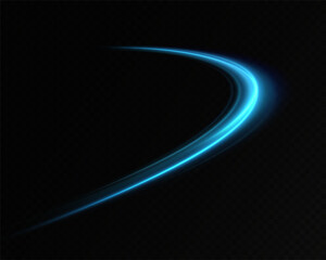 Neon lines of blue speed. Dynamic traces of light movement. Light wave of the trace, line of the trace. Futuristic neon light lines. Light movement effect. Neural network