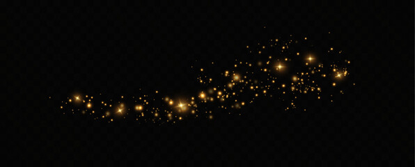 Golden sequins glow with many lights. Glittering dust. Luxurious background of golden particles.	