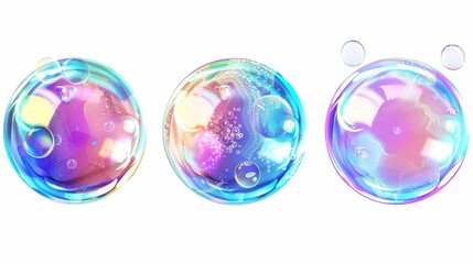 Sphere of rainbow colors with reflections and highlights deforms and explodes in the wind, illustration isolated on white background.