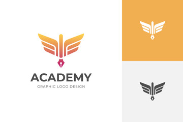 Feather Pen Logo icon design, pen ink with wings graphic element symbol, sign for writing vector logo template