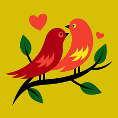 two birds on a branch