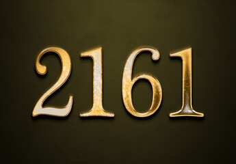 Old gold effect of 2161 number with 3D glossy style Mockup.	