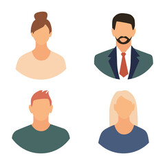 Flat illustration. Men and women in different styles. Avatar, user profile, person icon, profile picture. Suitable for social media profiles, icons, screensavers and as a template...