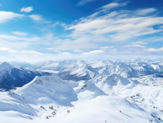 Majestic Snow-Capped Mountains and Serene Sky Vista