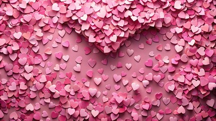 Pink paper hearts confetti overlay for romantic backgrounds or Valentine's Day designs