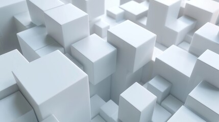 White rotating cube, abstract 3D animation, 4K video