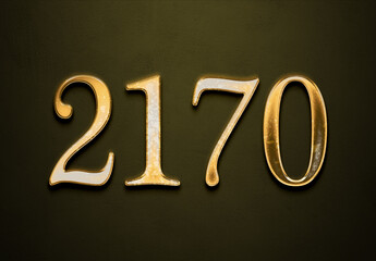 Old gold effect of 2170 number with 3D glossy style Mockup.	