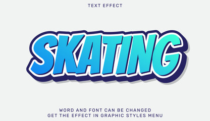 Skating text effect template in 3d design