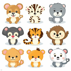 Obraz premium Adorable Cartoon Animals for Children's Illustrations