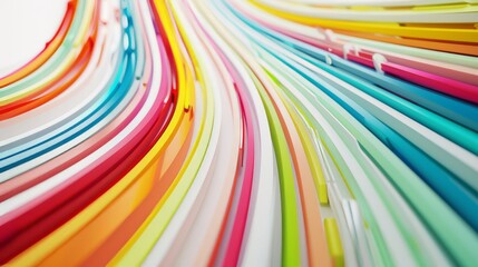 Lines of color moving on a light background in 4K seamless loop, rendered in 3D