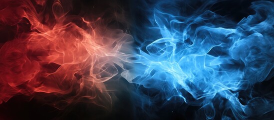 Obraz premium Red and Blue Smoke Collision on Black Background