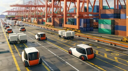 Autonomous Vehicles: Image of autonomous vehicles transporting goods within the port premises, exemplifying technology-driven automation in logistics.