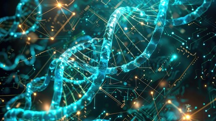 abstract of DNA with circuitry  biological and technological
