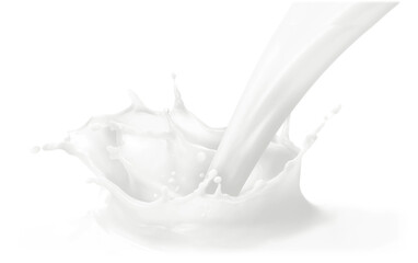 Milk splash, isolated on white background, realism, photo realistic