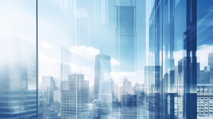 Futuristic Cityscape with Reflective Glass Buildings