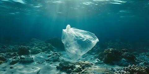 Fototapeta premium Underwater Plastic Pollution A Global Environmental Crisis Demanding Sustainable Solutions