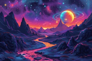 Obraz premium Surface of Mars and Cosmic Planets