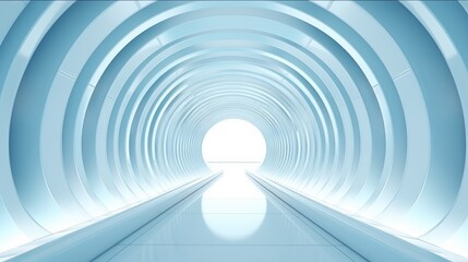 Futuristic Blue Tunnel with Light at End