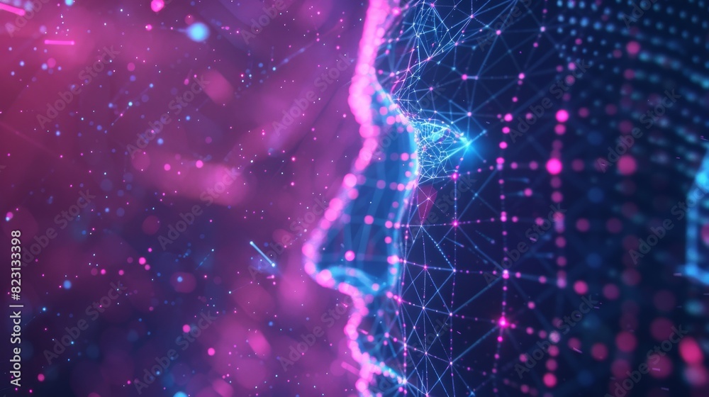Poster artificial intelligence is analyzing the flow of data in social networks. future technologies digita