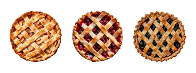 Top view of pie png element set on transparent background