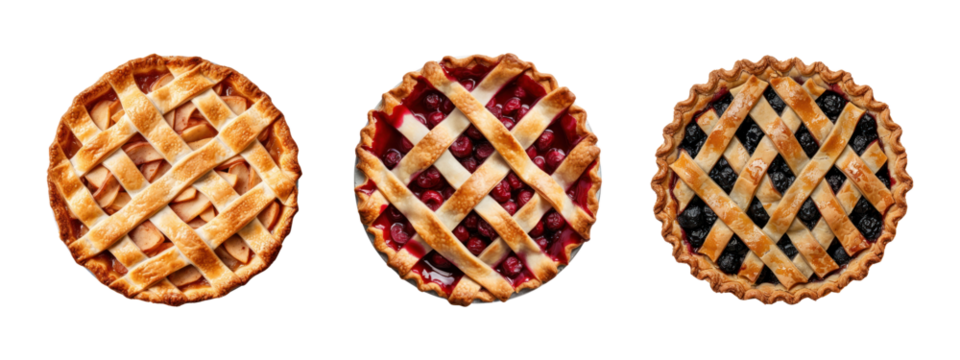 Top view of pie png element set on transparent background