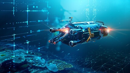 Robotic underwater vehicles with manipulators or robotic arms. Deep sea robots for exploring sea bottoms in place shipwrecks.