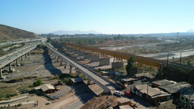 highways and railway line, commune of buin, country of chile
