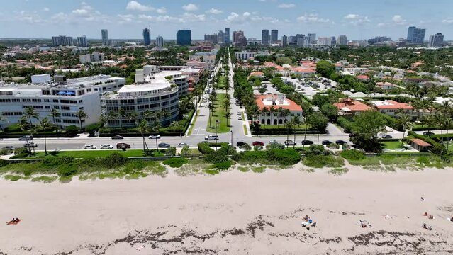 aerial reveal of west palm beach florida from palm beach florida
