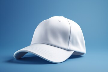 a white baseball cap on a blue background