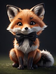 Obraz premium cute red fox with bow