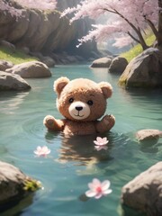 teddy bear on the lake