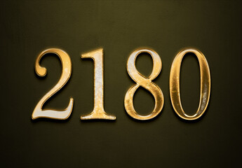 Old gold effect of 2180 number with 3D glossy style Mockup.	