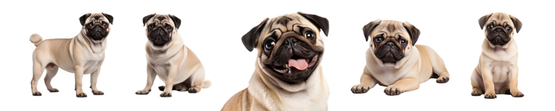 Cute animal png element set on transparent background