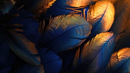 Abstract Blue and Orange Feather Textures