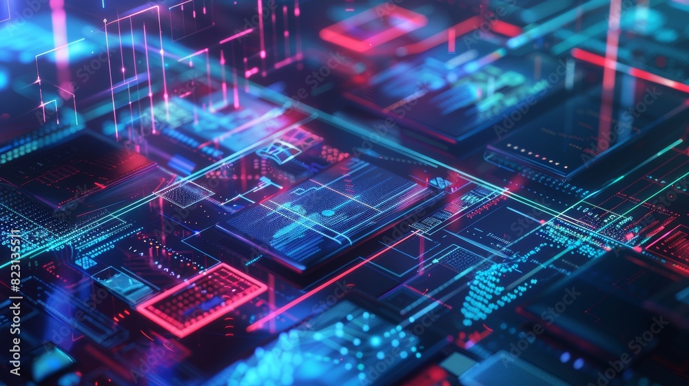 Poster computer technology concept. software development. cloud computing. interface design, ux design, ui 