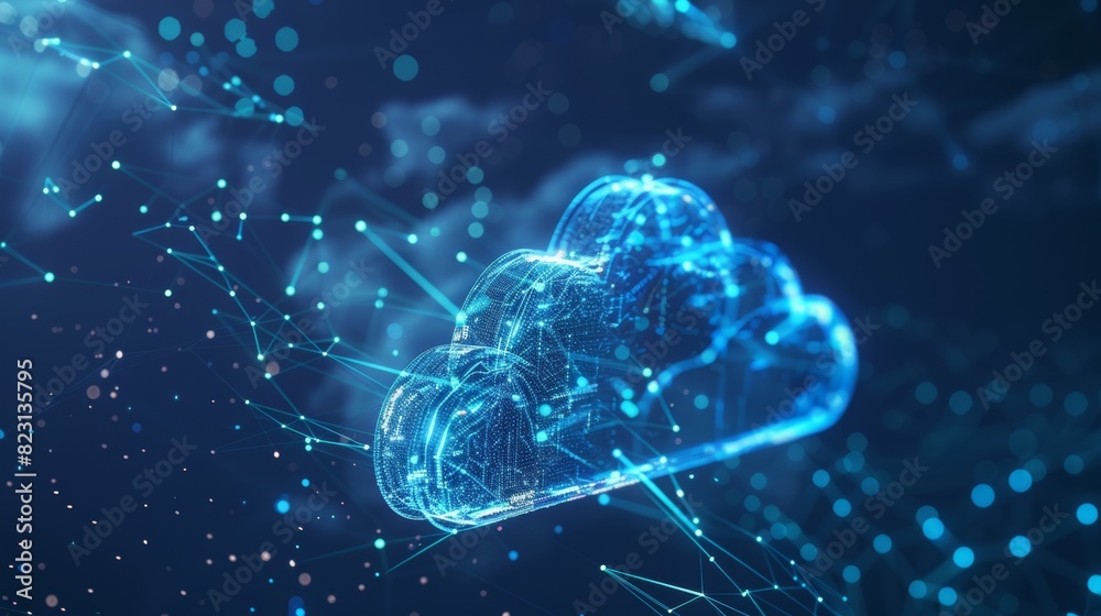 Poster cloud computing, digital technology abstraction concept. mobile internet. iot devices connect to clo