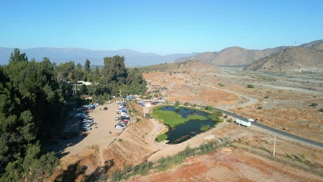 Maipo riverside water dam, commune of Buin, country of Chile