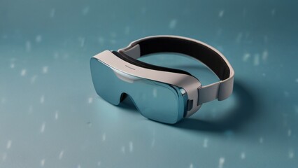 A sleek virtual reality headset rests on a dark background, ready to transport the user to...
