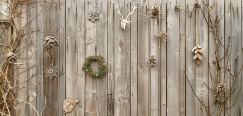 Rustic Wooden Fence Decorated With Natural Elements
