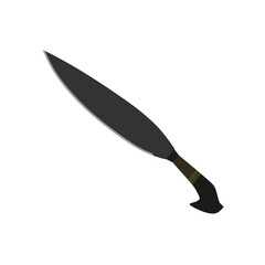 barong machete flat design vector illustration isolated on white background. Machete, Infantry Kukri blade flat color. crossed military knives
