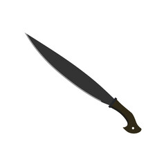 barong machete flat design vector illustration isolated on white background. Machete, Infantry Kukri blade flat color. crossed military knives
